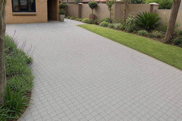 Double zig-zag pavers in Grey