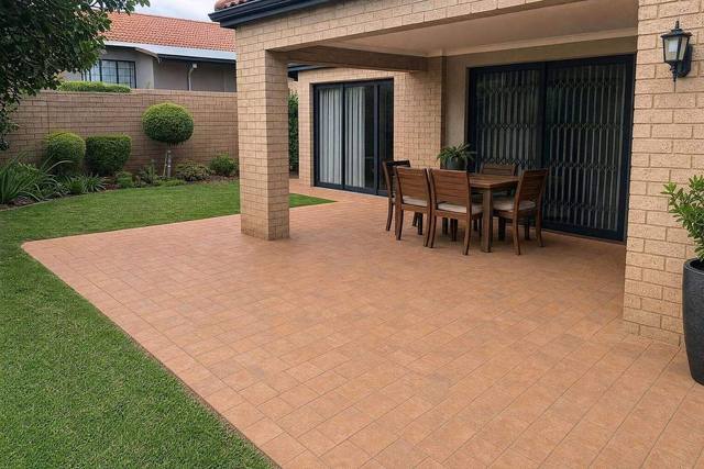 Rectangular pavers in Desert sand
