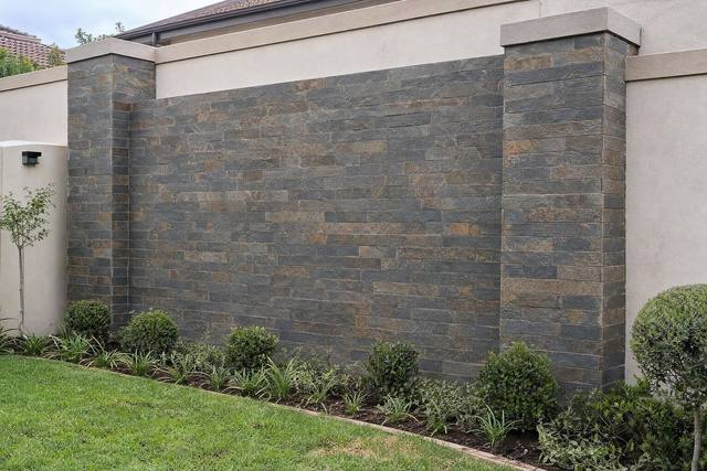 Slate riven cladding in African blue