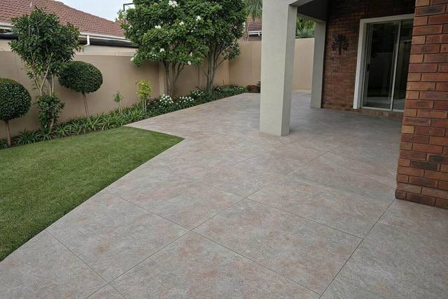 Large-format paving slabs in Marble