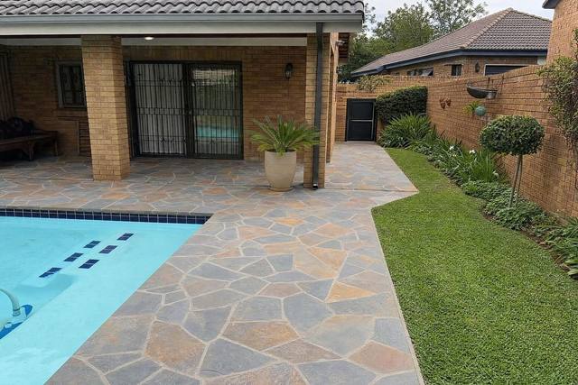 Crazy paving in African blue