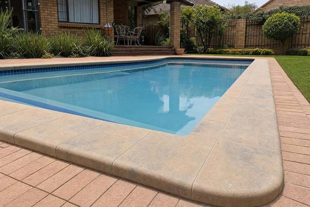 Bullnose coping in Sandstone tan light