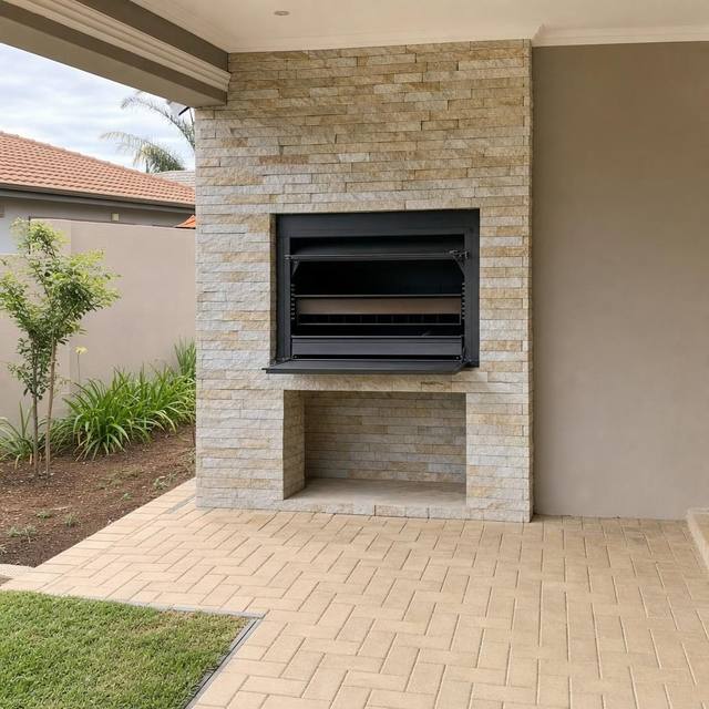 Braai wall in sandstone cladding