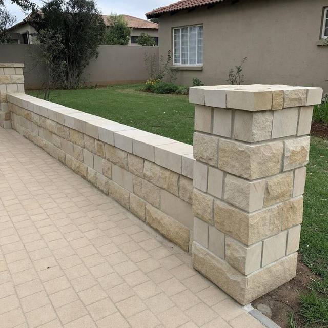 Natural stone garden wall
