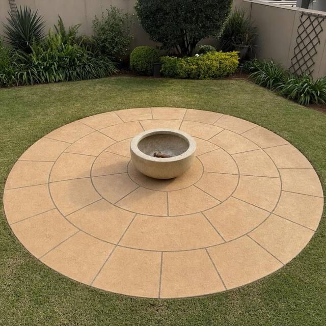 Paving circle with a fire pit