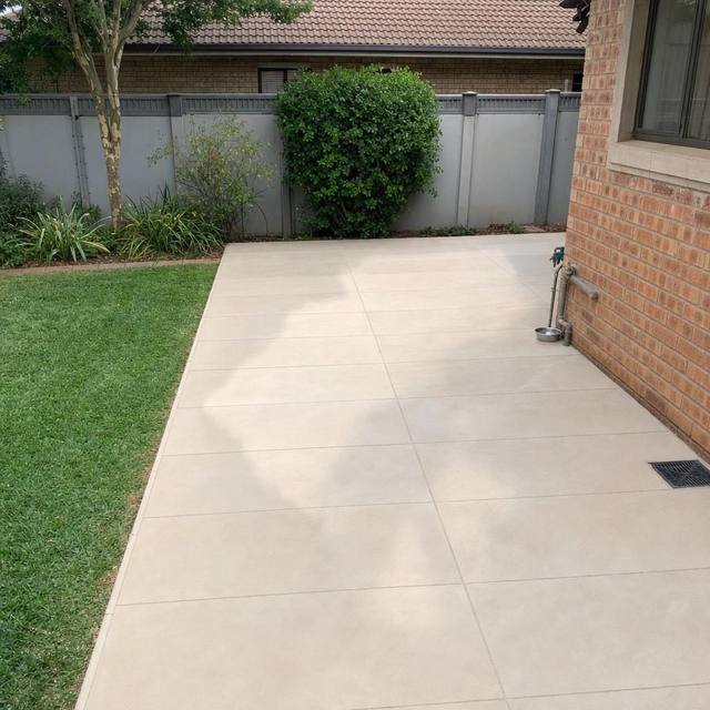 Large-format flagstone patio
